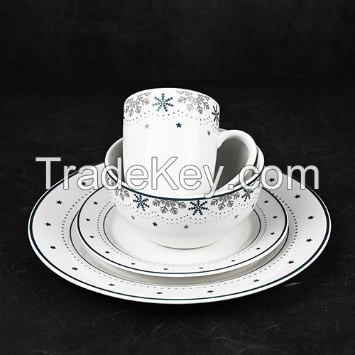 Trendy Style Porcelain Dinner Set Snowflake Pattern