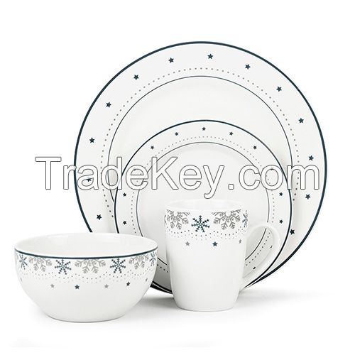 Trendy Style Porcelain Dinner Set Snowflake Pattern