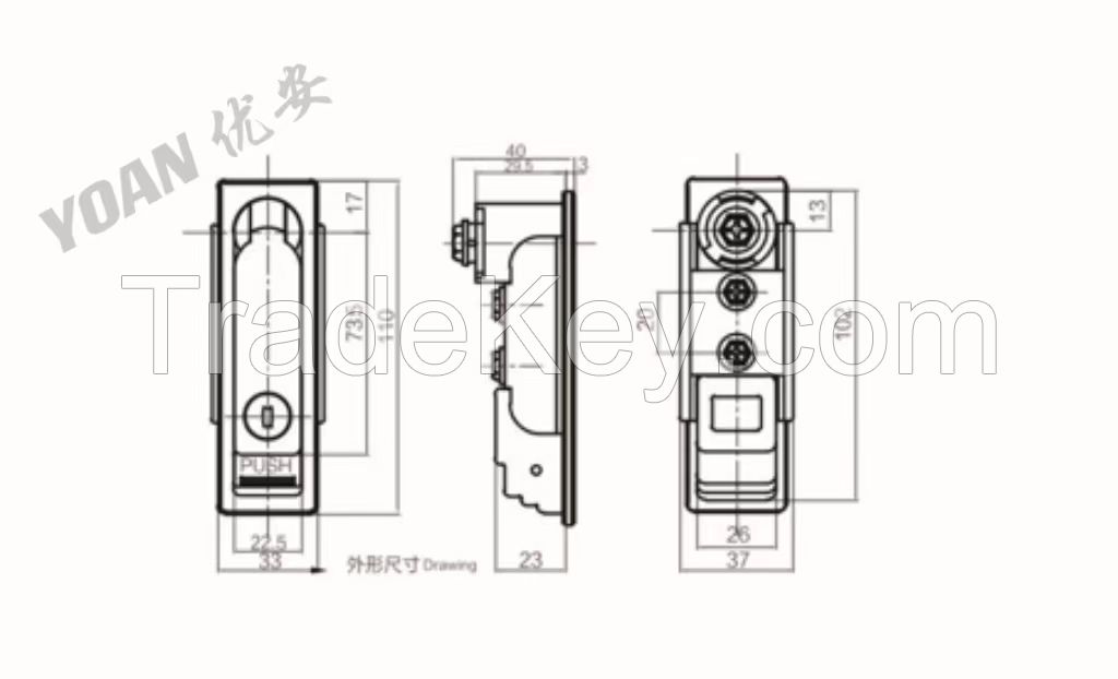 IP40 hard shell cabinet plane locks for Industrial Machinery