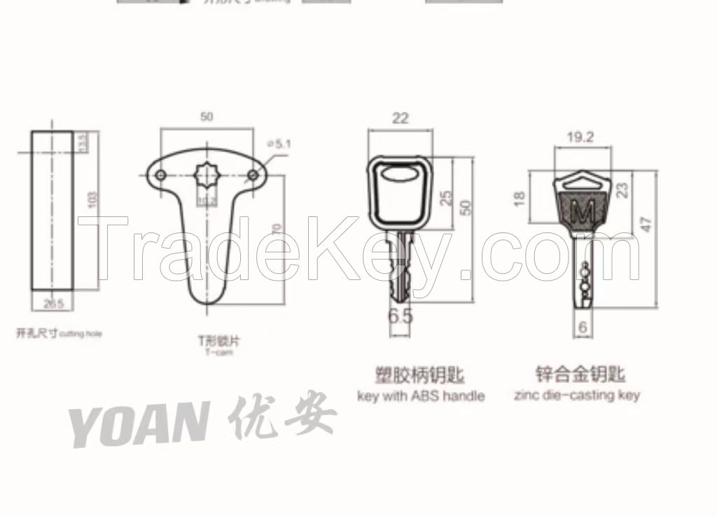 IP40 hard shell cabinet plane locks for Industrial Machinery