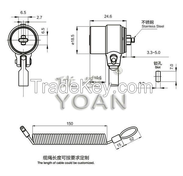 Top Quality Anti Theft Cable Wire Computer Laptop Cable Lock With Keys