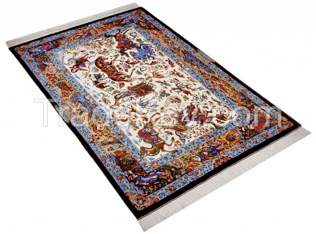 âšœï¸Three meter hand woven carpet with Tabriz silk border