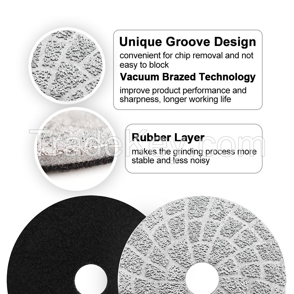 Vacuum Brazed technology rubber layer unique groove design for granite marble concrete ceramic