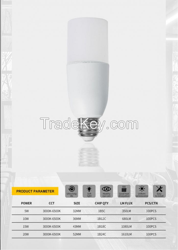  Factory Direct Sales T type LED Bulb Mini T Bulb Lighting T37 T44 E27 E14 LED Bulb