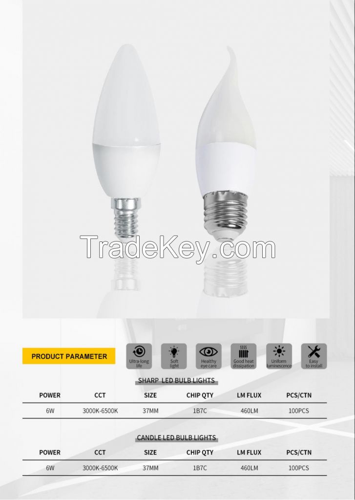 hot sale & high quality Candle E27 E14 3W 5W 7W milky white led bulb lamp