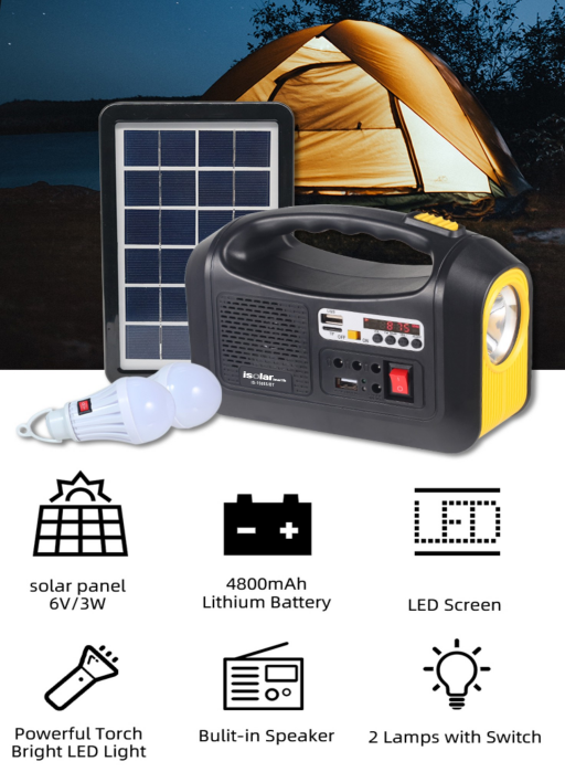 Solar Led Lighting Kit Portable Indoor Lighting Rechargeable Solar System