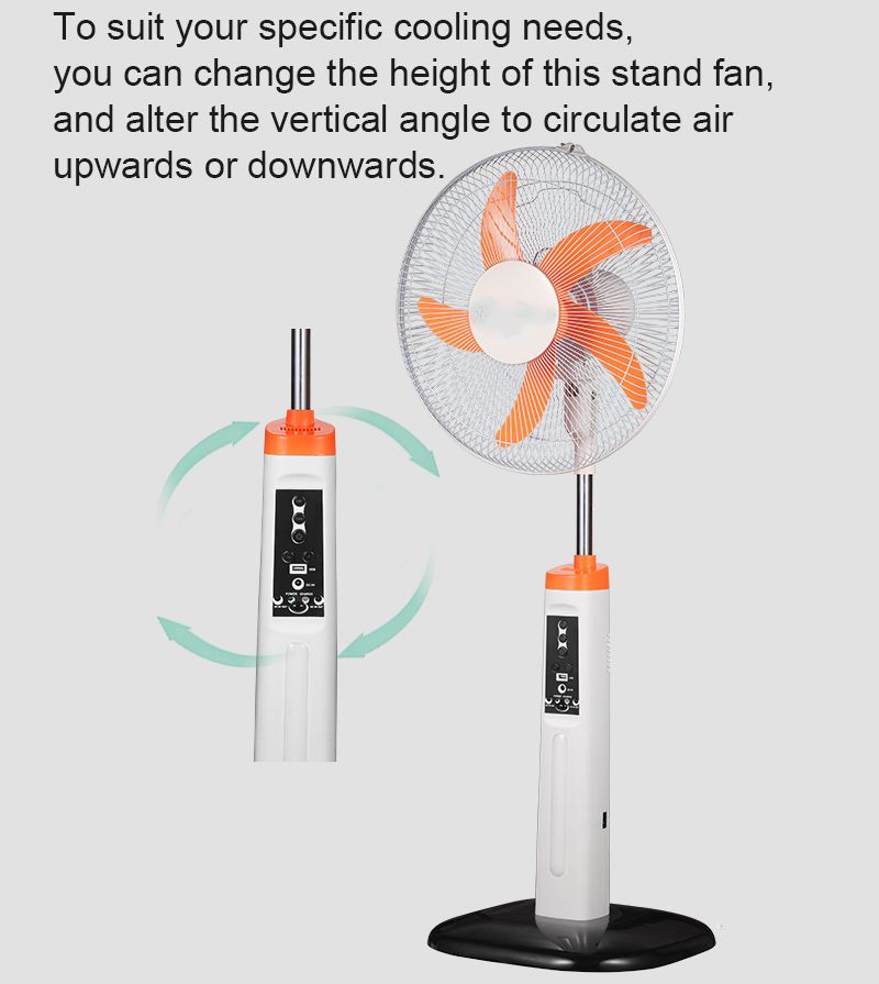 16 Inch 12V DC Solar Fan Solar Powered AC DC Rechargeable Fan Price Cheap Stand Solar Fan with Panel and LED Light