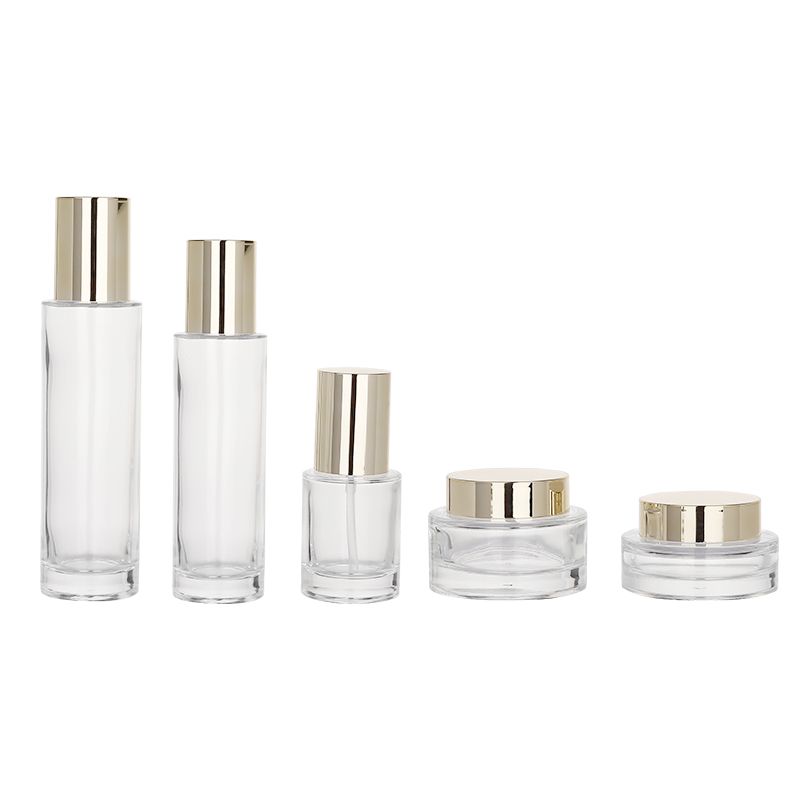skincare cosmetic glass bottle cream jar set packaging manufacturer