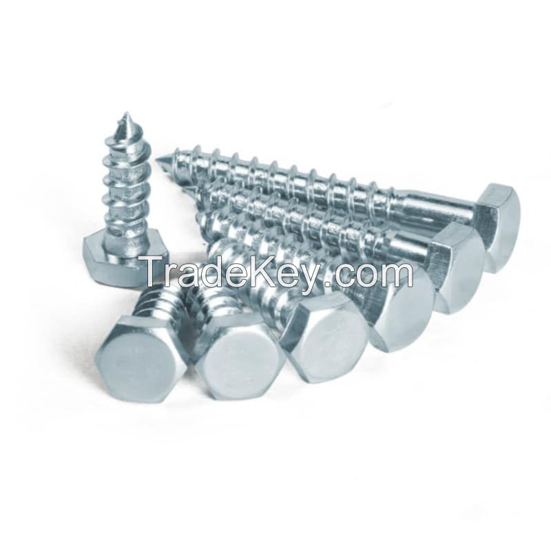 Hexagon Wood Screws Steel with Zinc Plated BZP YP M6-M12