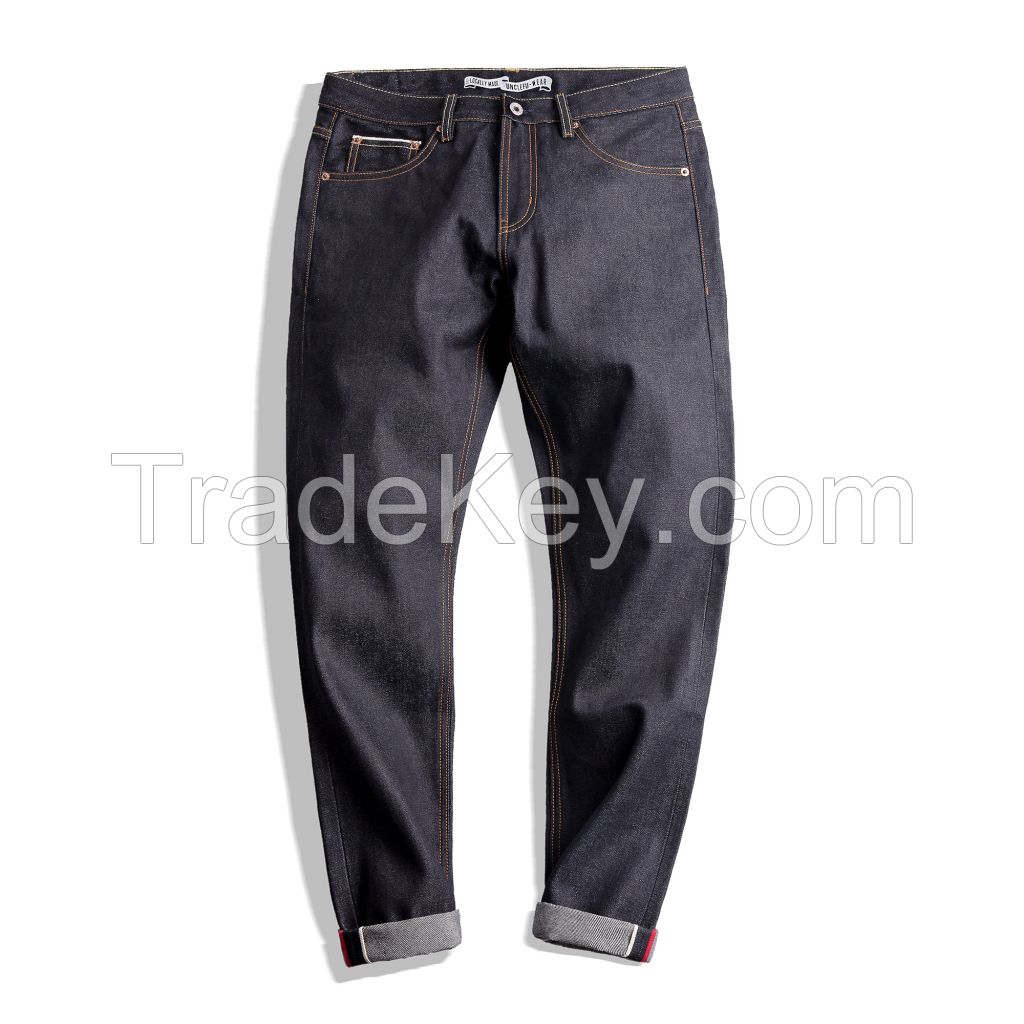 Maden - 14.5oz Selvaged Denim Jeans Regular Cut Uncle Fu Quality Brand Denim Pants With m Embroidery [Ready Stock]