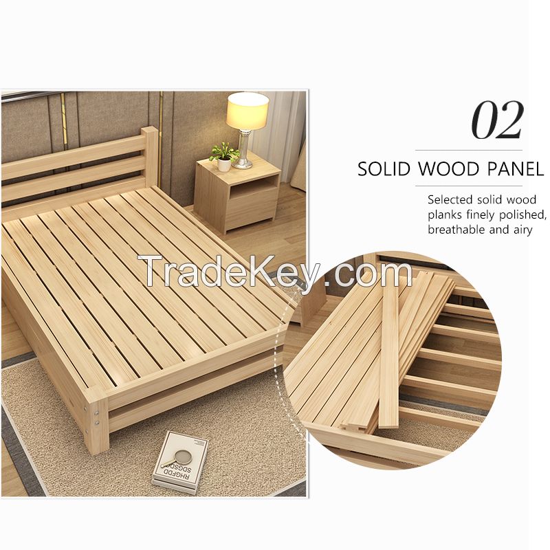 All solid wood bed frame (bed support does not need to row skeleton) + silicone leather