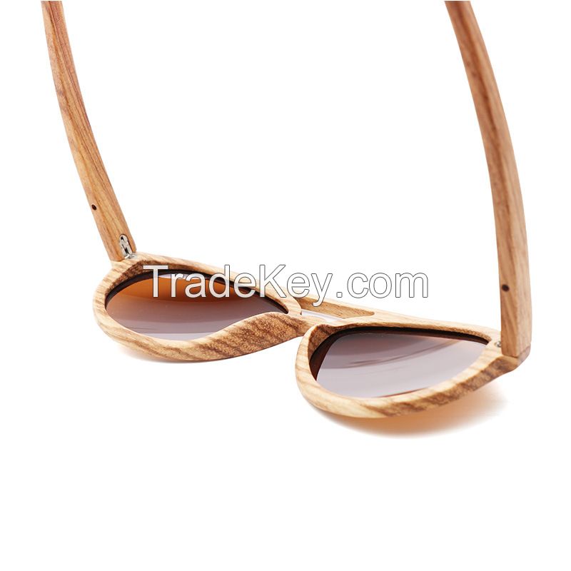 Natural Zebra Wooden Frame Sunglasses Polarized Custom Logo Sunglasses