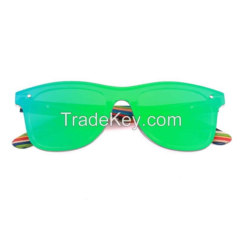Wholesale Sun Glasses Bamboo Sunglasses UV400 Polarized Custom Logo One Piece Lens Wood Sunglasses