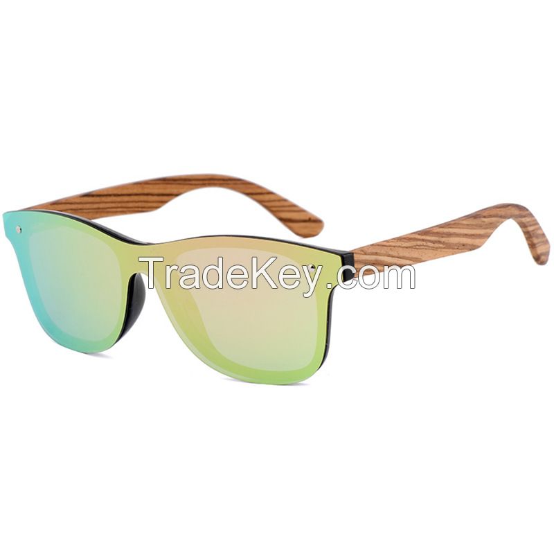 Wholesale Sun Glasses Bamboo Sunglasses UV400 Polarized Custom Logo One Piece Lens Wood Sunglasses