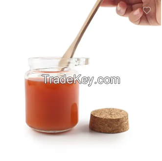 Wholesale 250ml Transparent Round Shape Food Storage Glass Jar for Jam Sauce Jelly Pudding with Wooden Stopper and Spoon