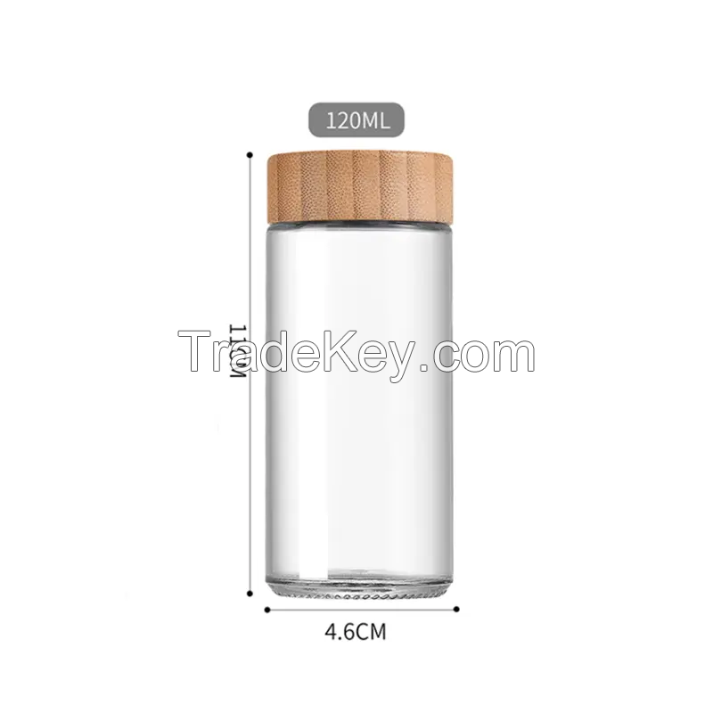 4oz square round seasoning glass bottle 120ml square round kitchen salt spice pepper shaker glass bottle with bamboo lid