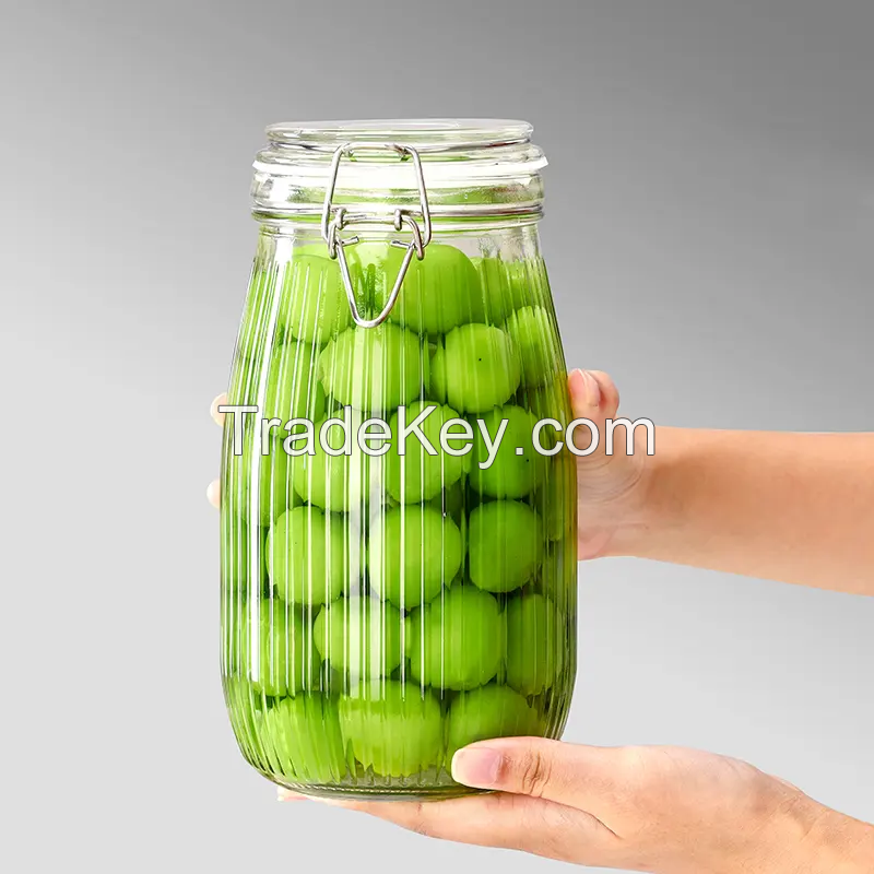 new airtight food storage container 500ml 750ml 1L 1.5L glass pickle jam sauce jar with swing top lid