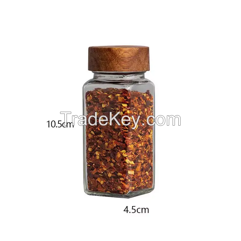4oz square round seasoning glass bottle 120ml square round kitchen salt spice pepper shaker glass bottle with bamboo lid