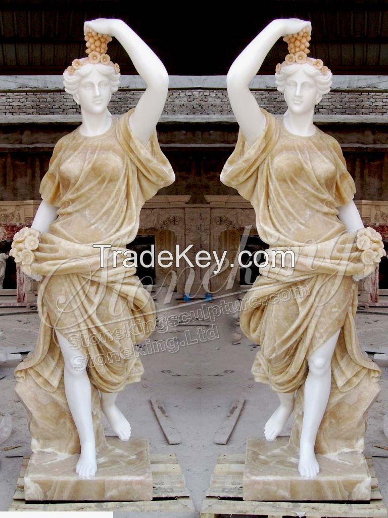 Outdoor Life Size Marble Carving Female Statues for garden and home decor