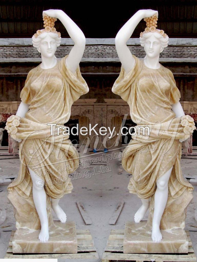 Outdoor Life Size Marble Carving Female Statues For Garden And Home Decor