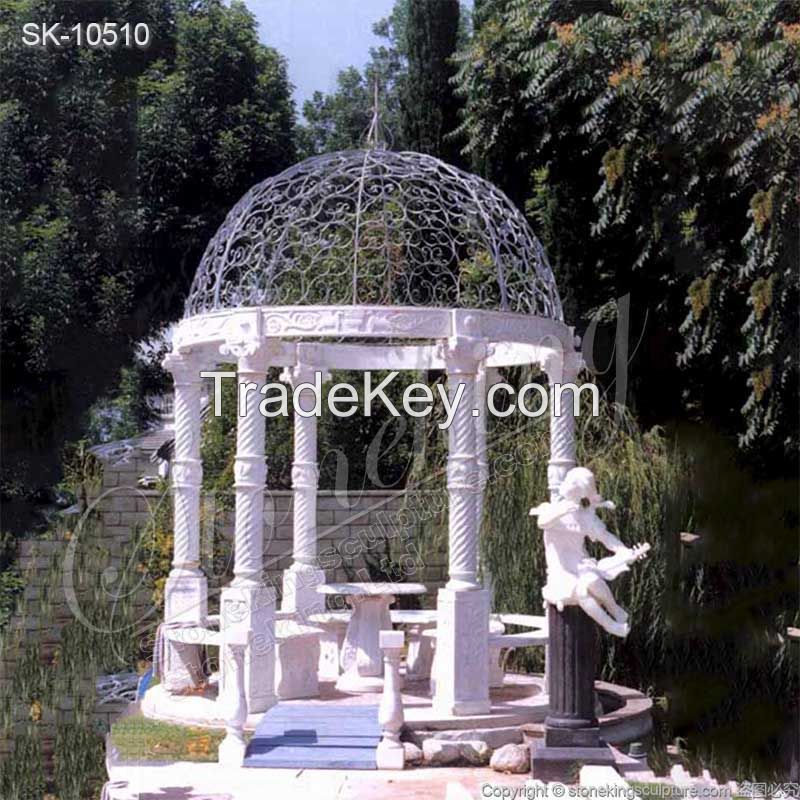 White Marble Outdoor Garden Gazebo With Columns