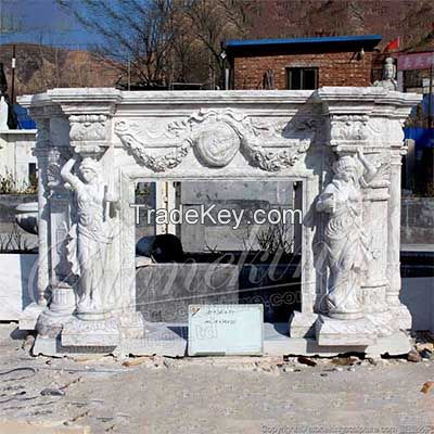 Marble Fireplace Mantels with Woman Sculptures