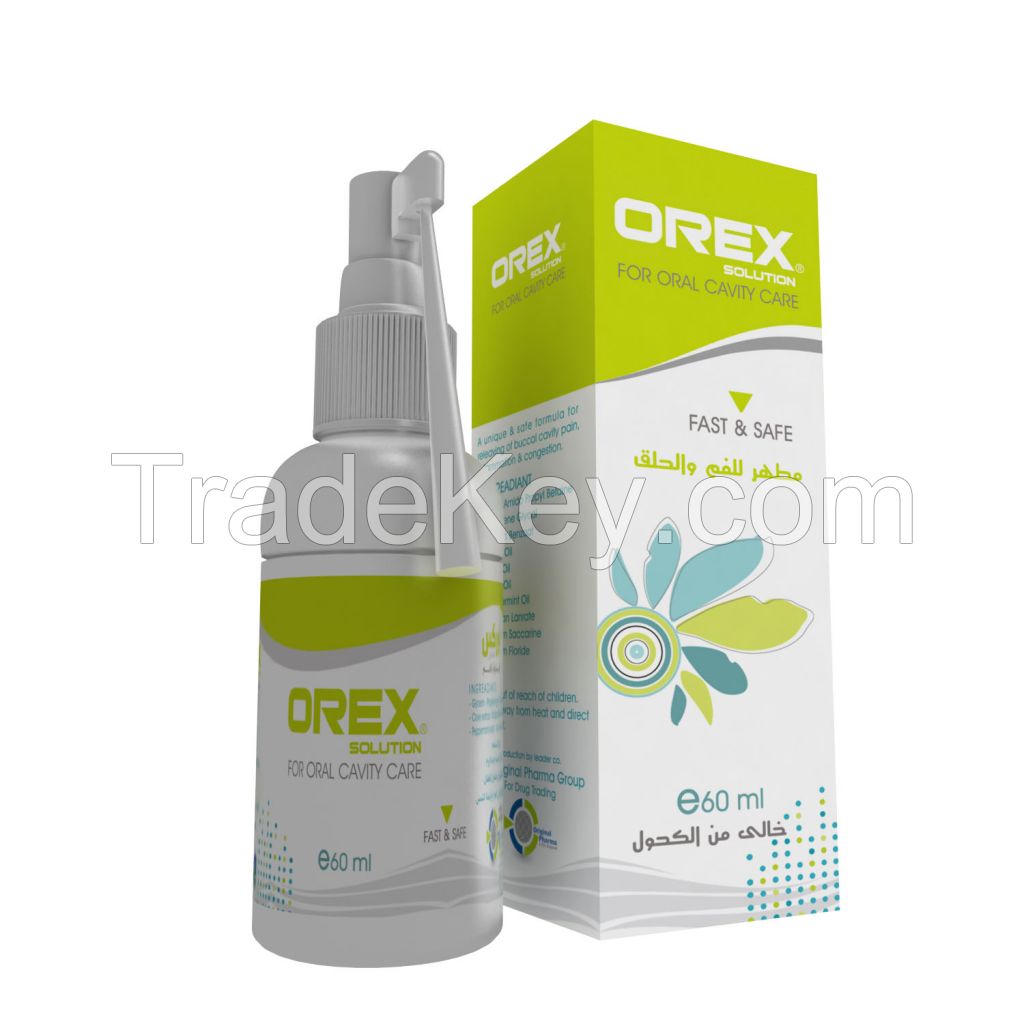 Orex spray for oral cavity care