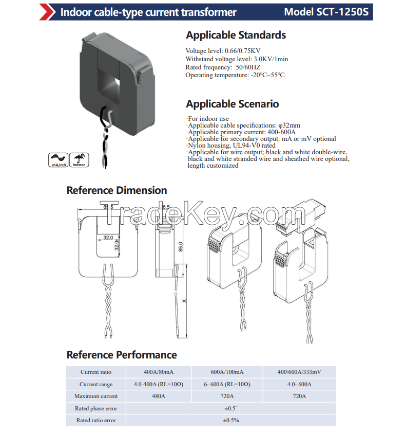 Indoor cable-type current transformer SCT-1250S