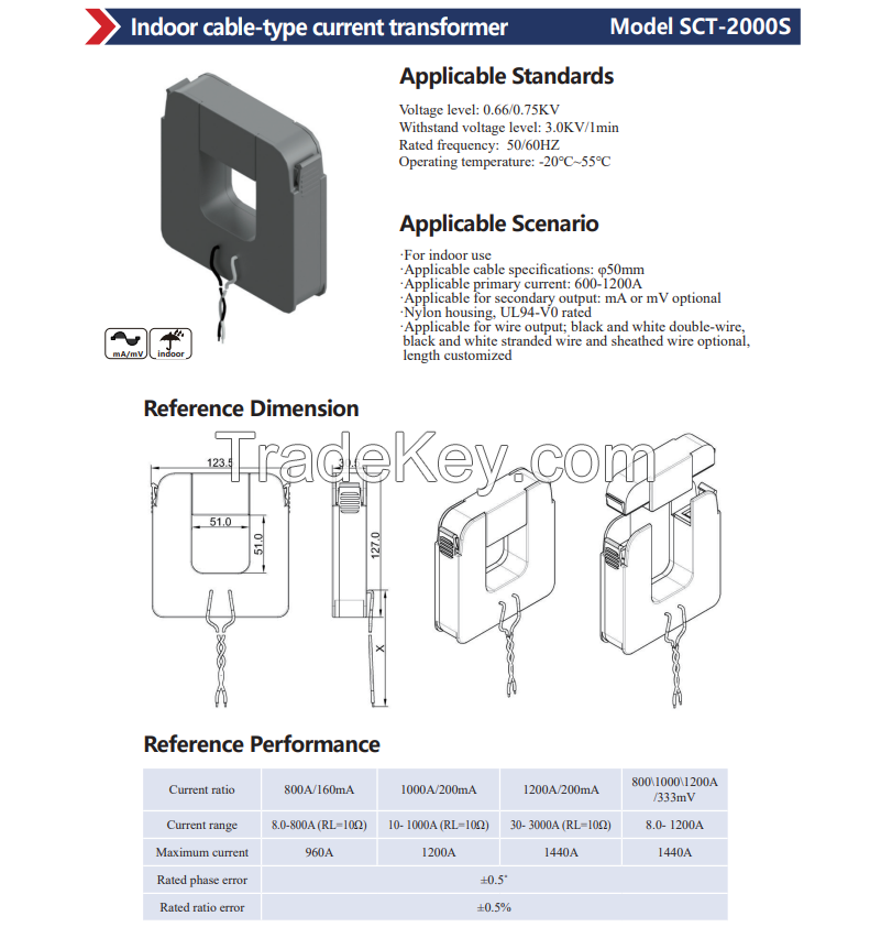 Indoor cable-type current transformer SCT-2000S