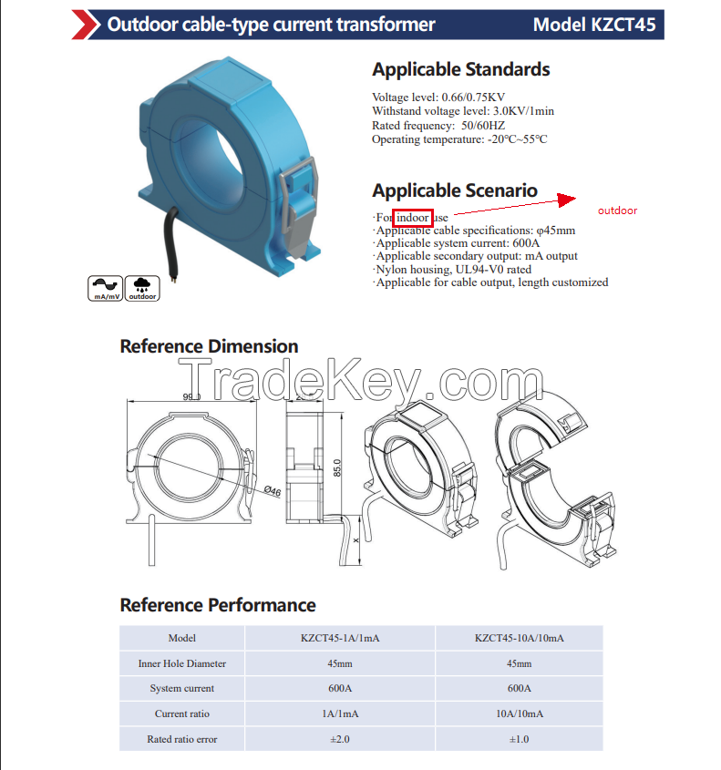 Outdoor Cable-type current transformer KZCT45