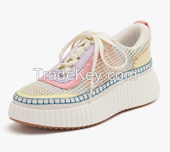 Women's Fashion Sneakers Lace-Up Woven Knit Upper half size