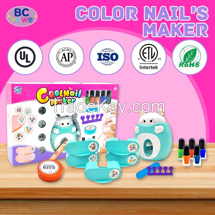 Wholesale Kids Birthday Gift Pretend Play Preschool DIY Cosmetics Game Girls Nail Salon Toys Kids Toy Nail Polish Toy