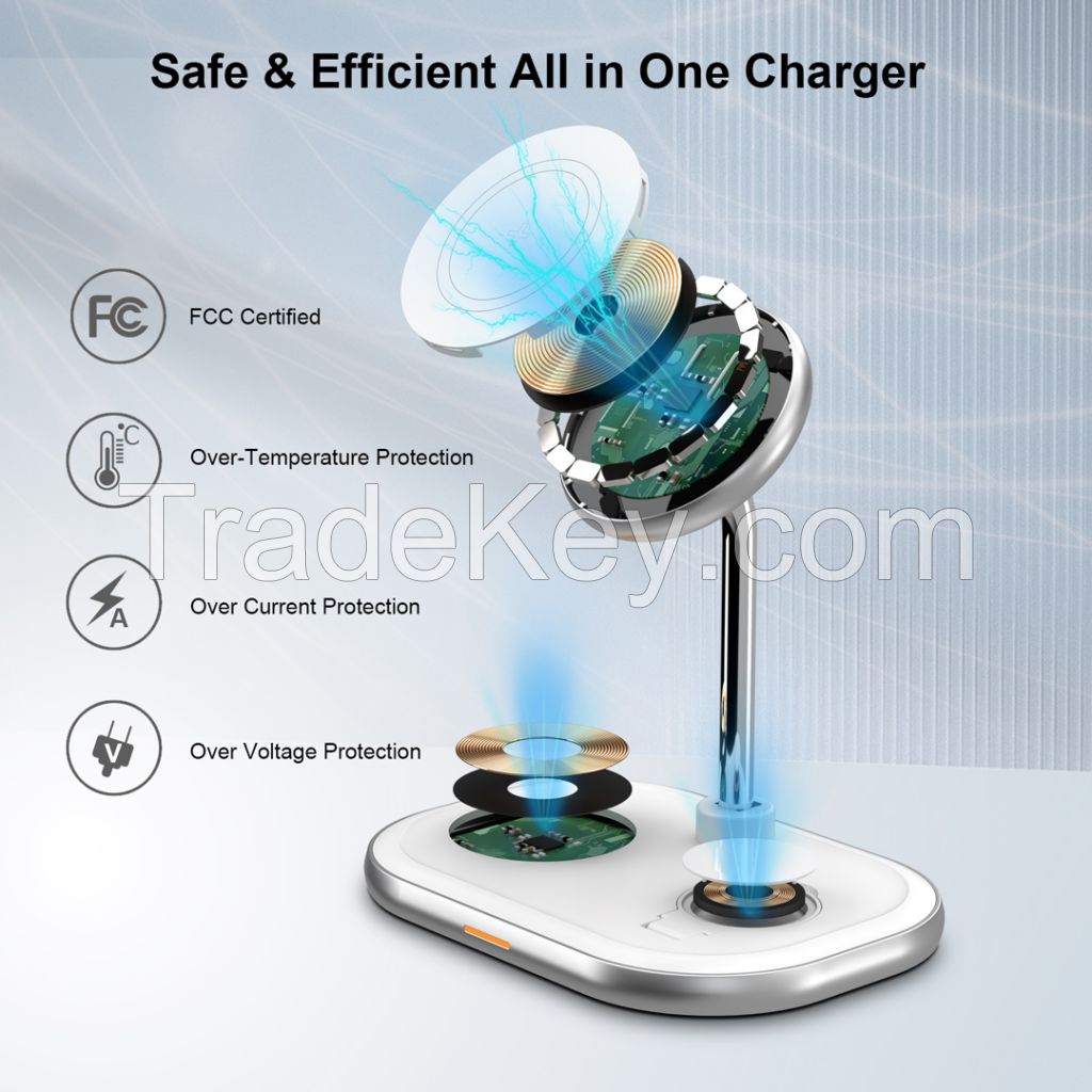 Magnetic 3 in 1 wireless charging stand