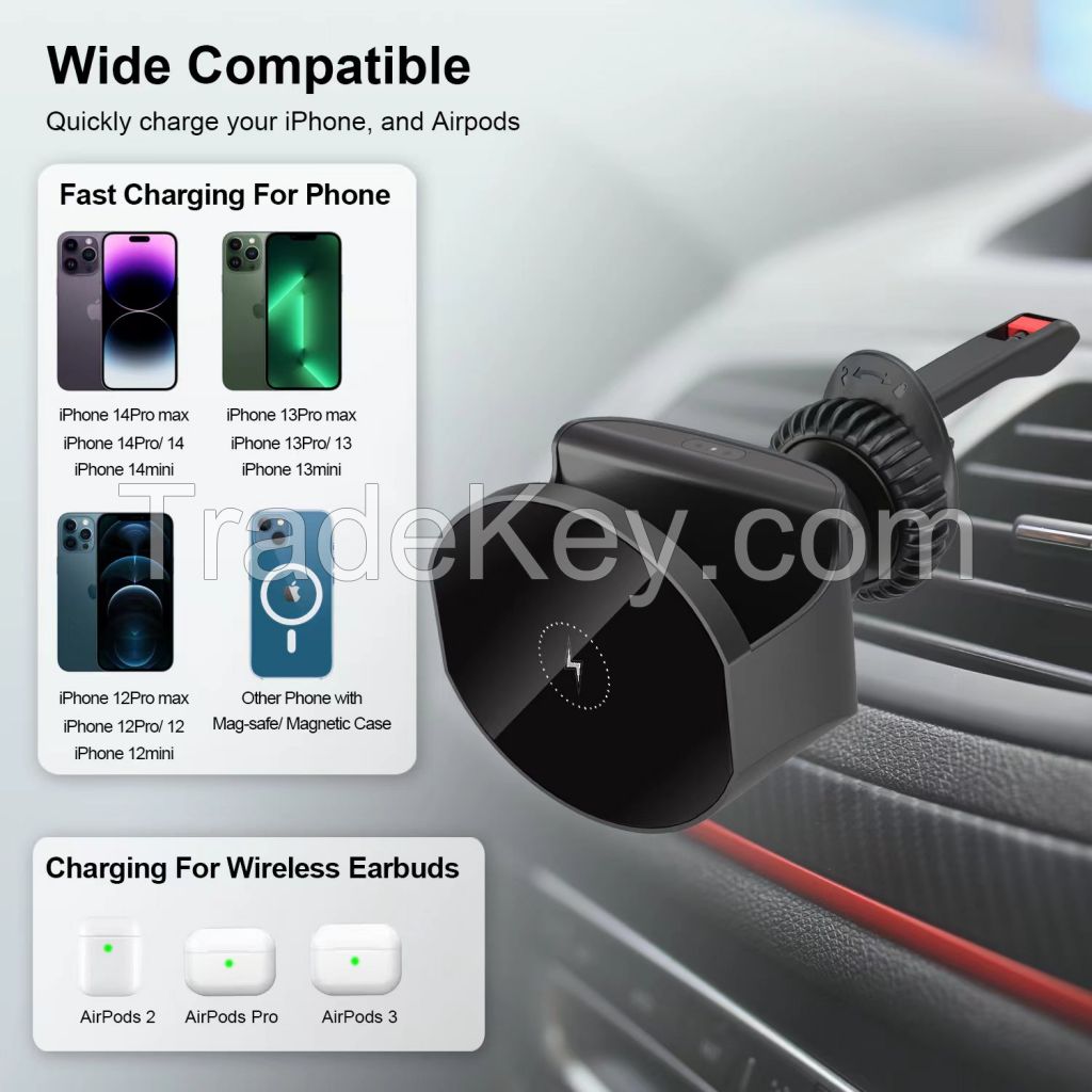 New 2 in 1 magnetic car wireless charger
