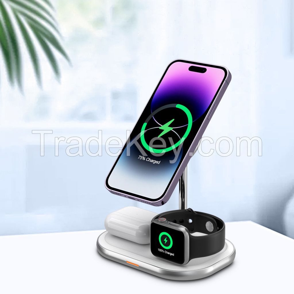 Magnetic 3 in 1 wireless charging stand