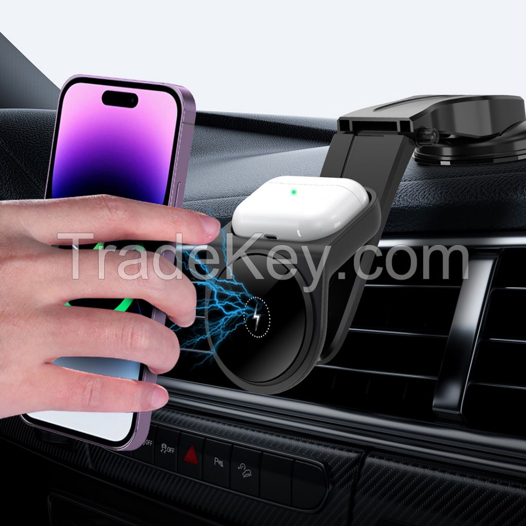 New 2 In 1 Car Magnetic Wireless Charger