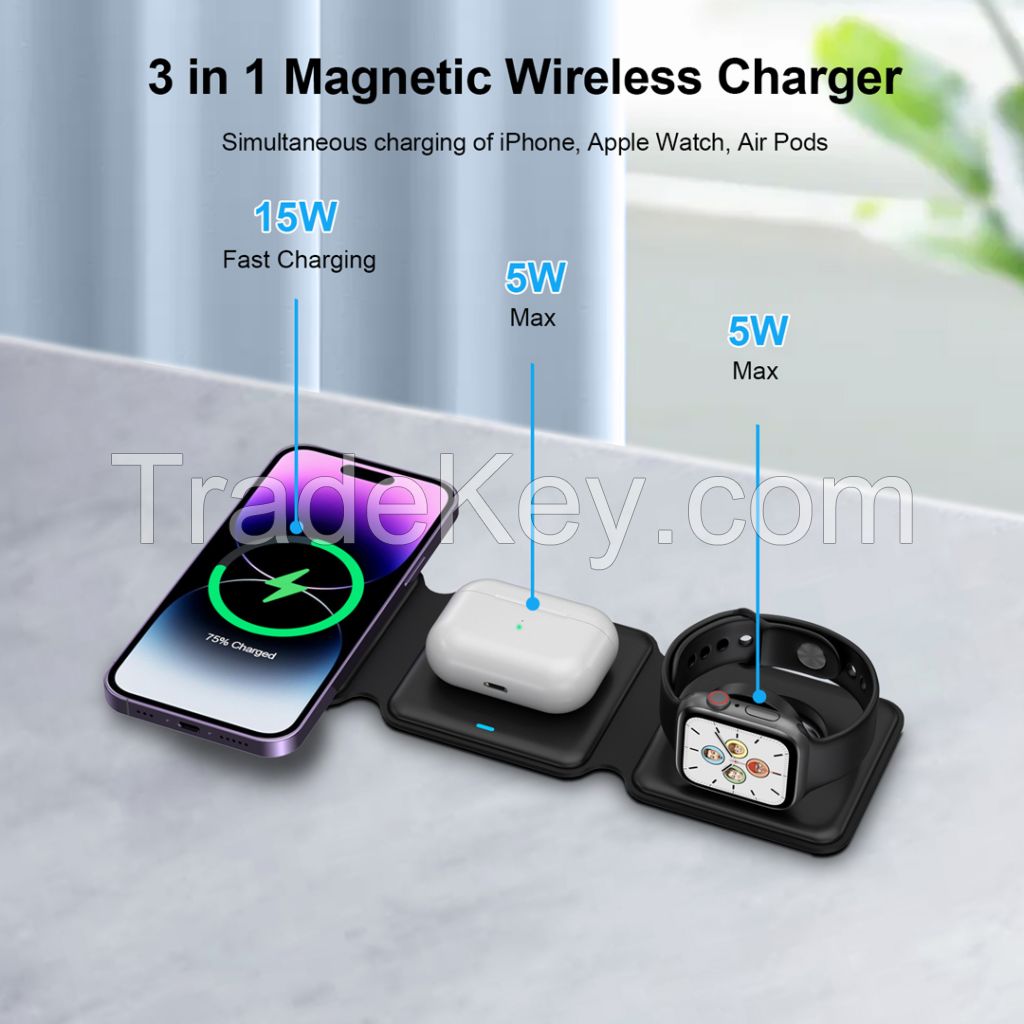 3 in 1 magnetic foldable wireless charger