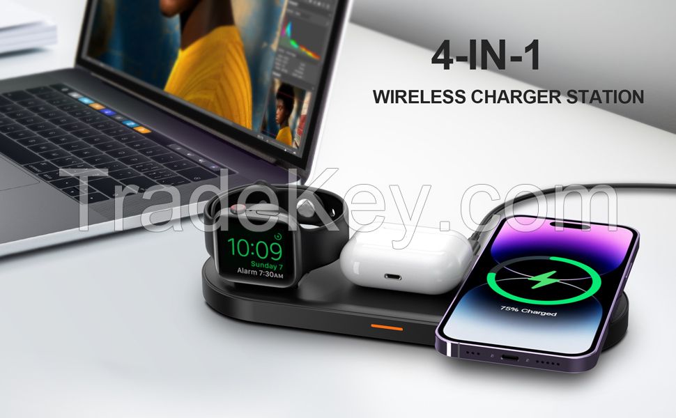 4 in 1 flat wireless charging stand