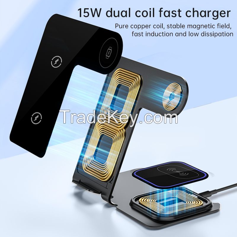 3 in 1 Indicator Light Aluminum Alloy Wireless Charger