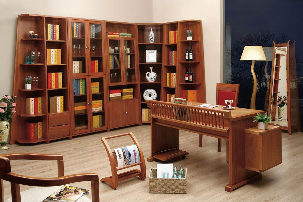 bookroom set, bookself, desk