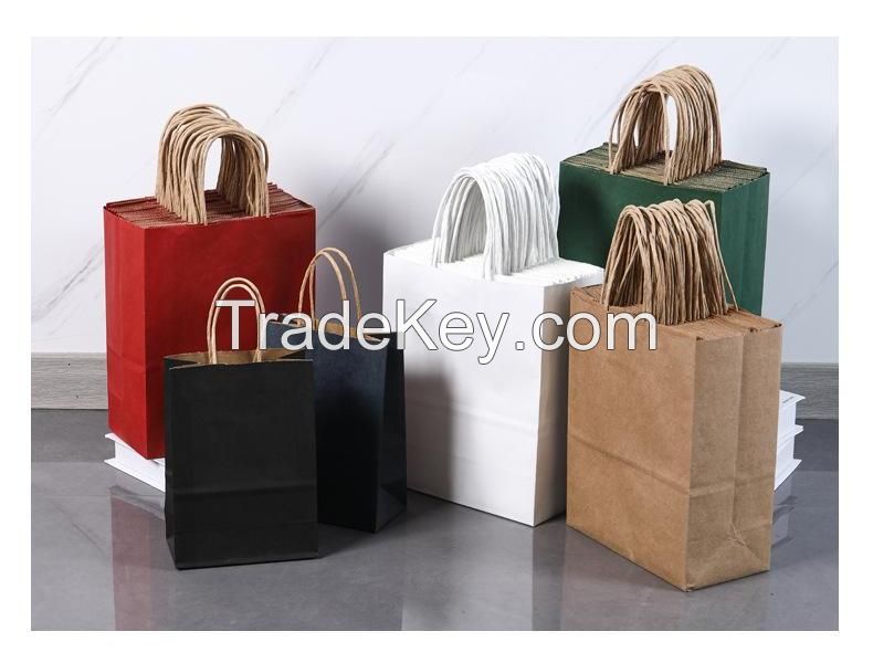 Colorful kraft retail paper bags with handles