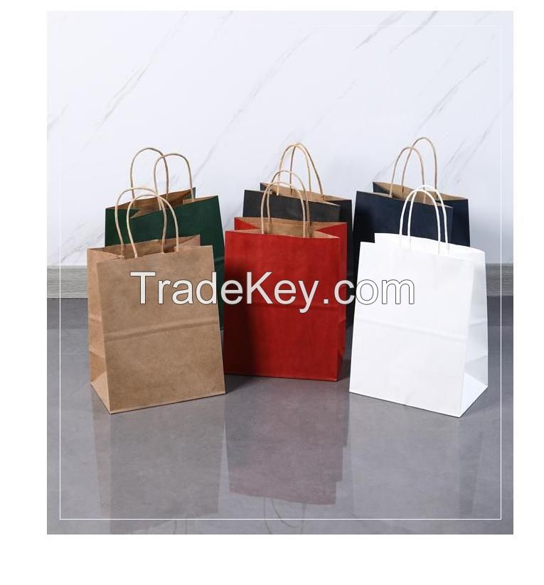Colorful kraft retail paper bags with handles