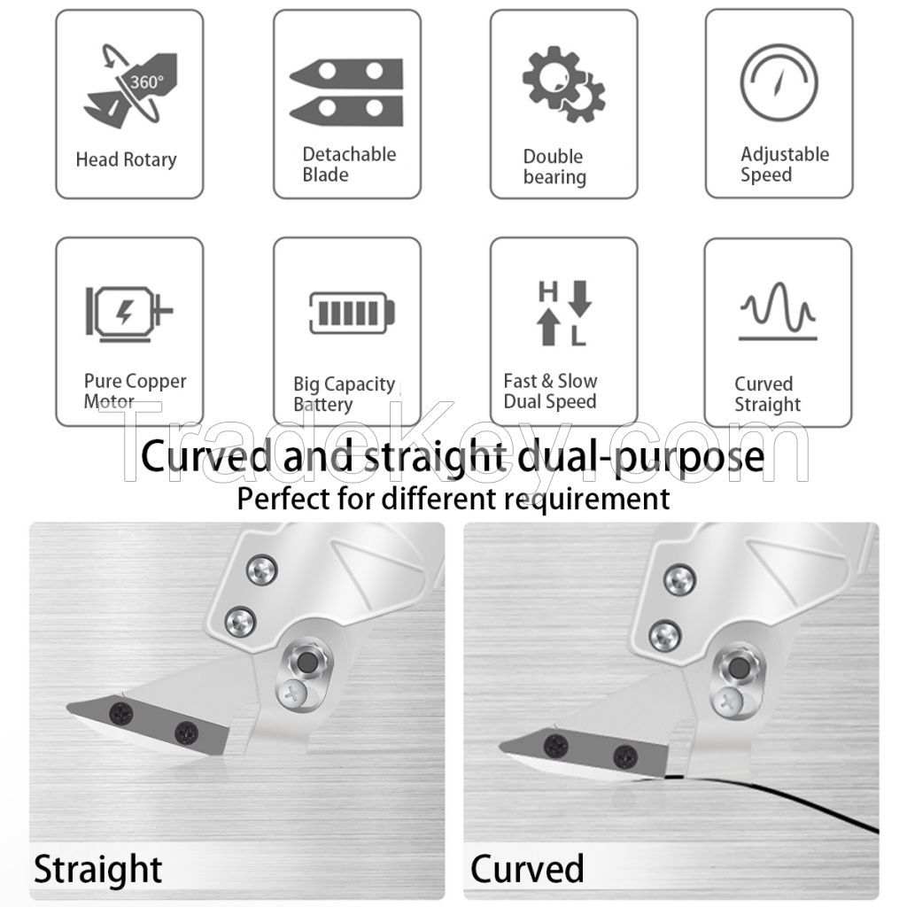 21V Lithium Handheld Metal Sheet Shears for Stainless Steel Plate Cutter, Blade Replaceable