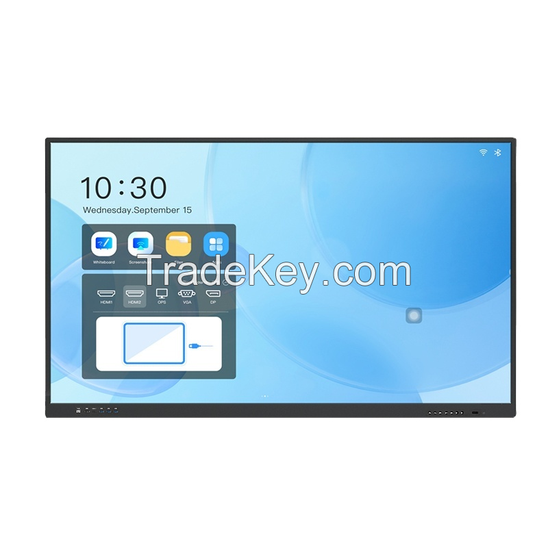 75'' interactive boards SKD 4K display infrared touch monitors educational training smart screens dual system flat panel