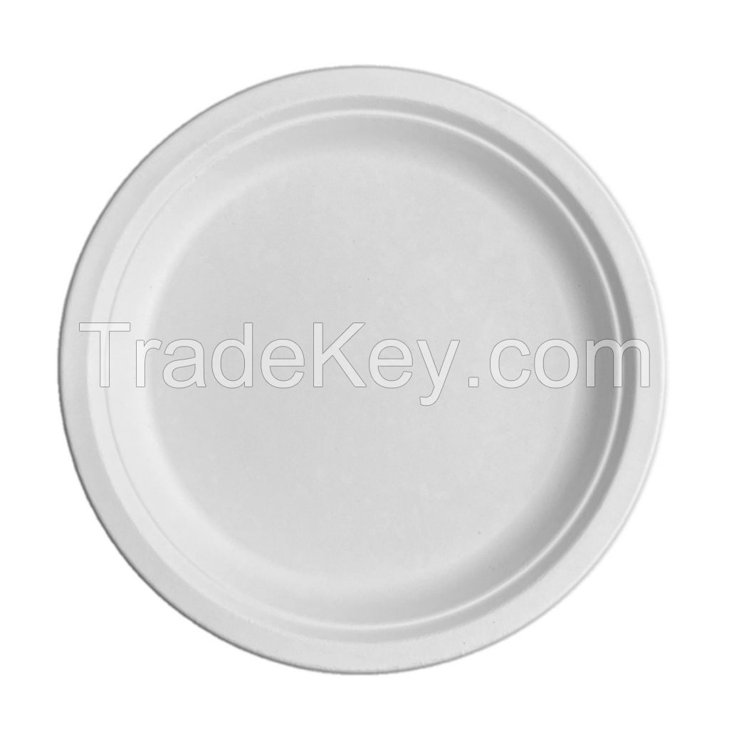 9-Inch Christmas Party Compostable Tableware Disposable Biodegradable Dinner Plate Bagasse Plate (500 Pcs/Box)