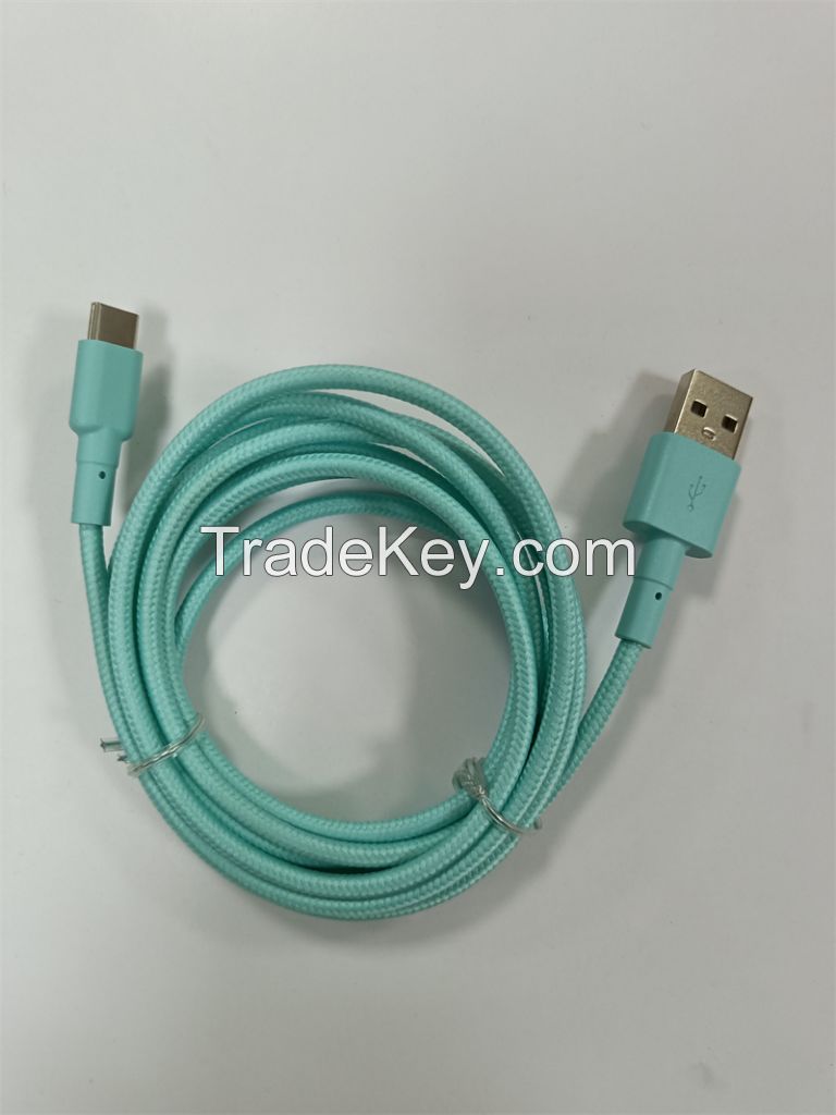 fancy color new design nylon braided  USB-A to type C cable