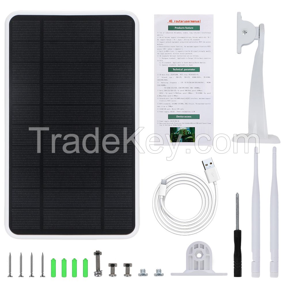 W1 4G Solar Router with 6w 5v Rechargeable Battery solar panel Powered Sim Card Wireless Outdoor Mobile Wifi 