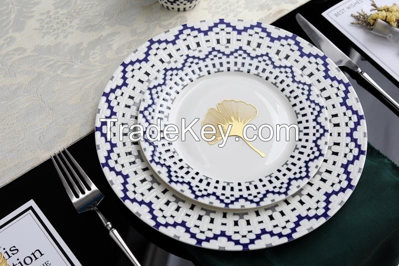 New Bone China Mosaic In-glaze Dinner Set