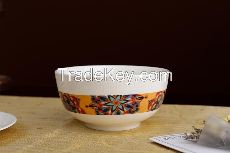 New Bone China In-glaze Dinnerware Set with Gold Flower Decal