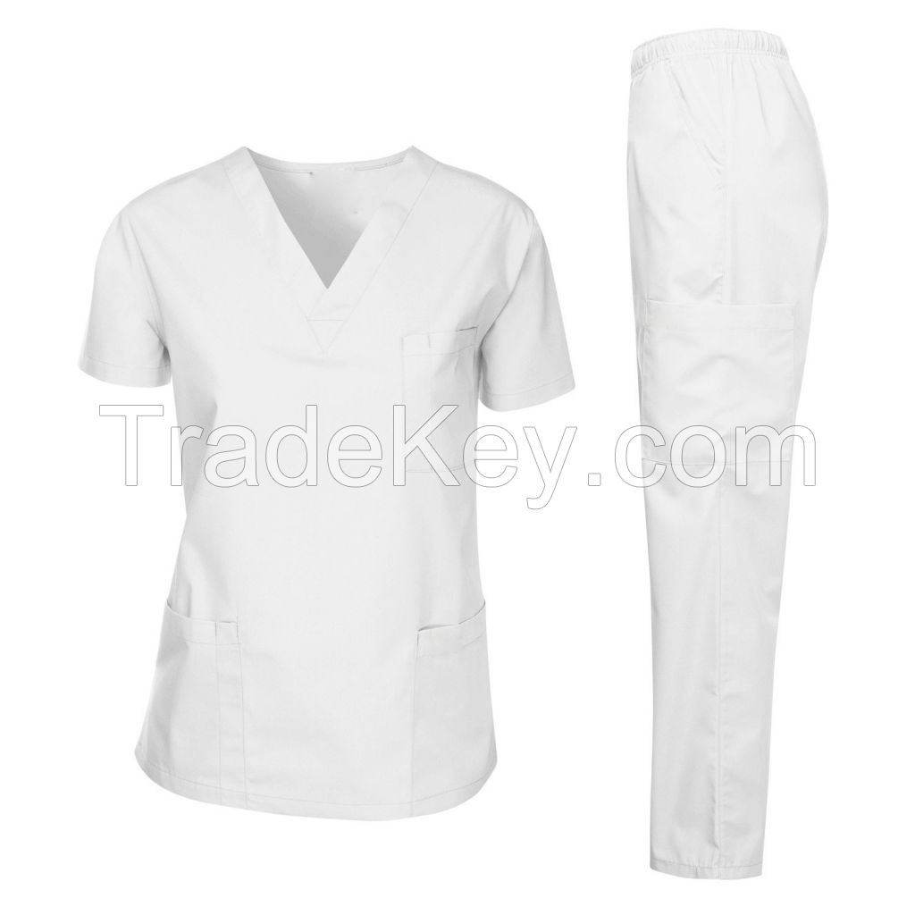 Wholesale 100% Cotton V Neck Hospital Uniform medical scrub uniform